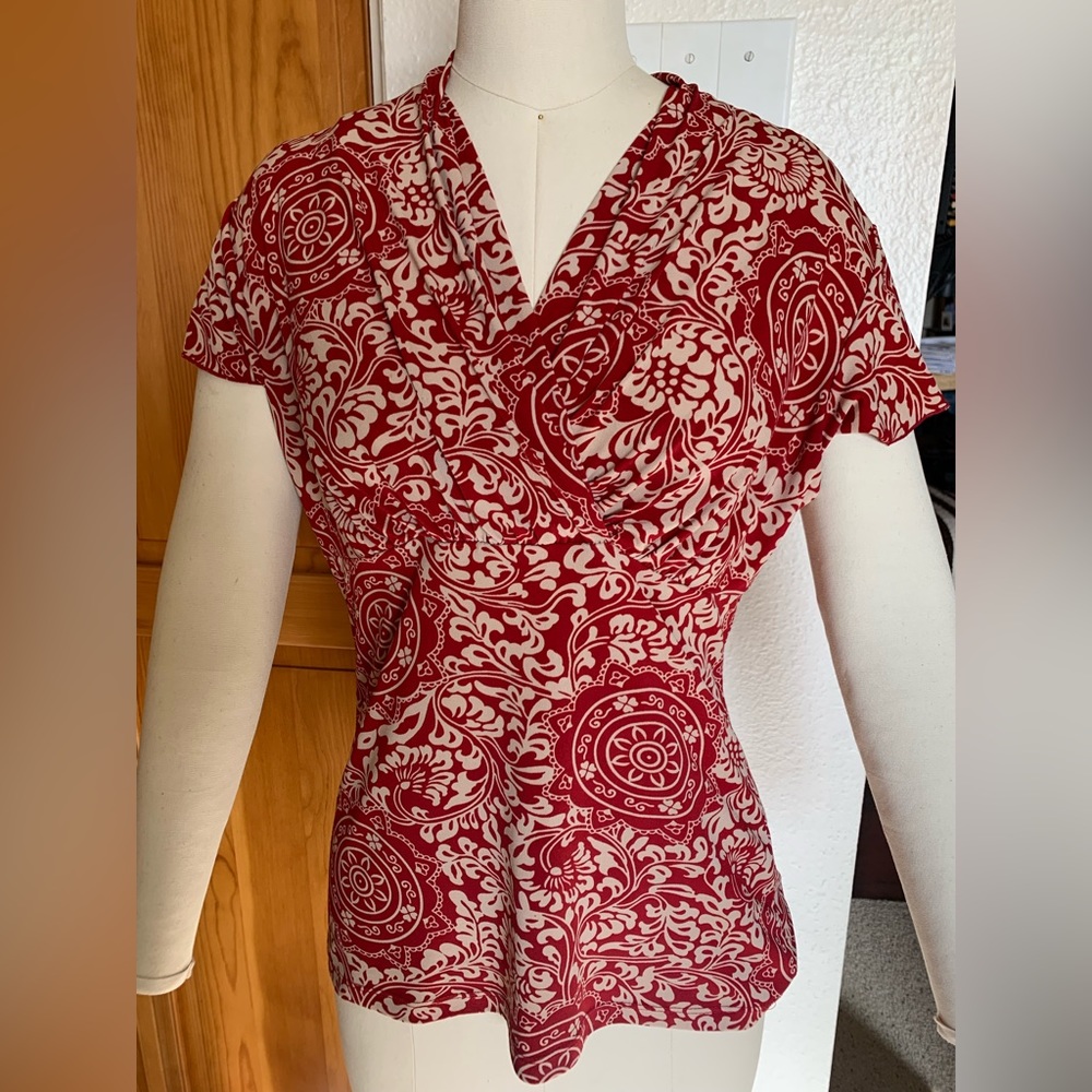 JKLA! Cream and red colored.  Casual/semi professional top in good condition